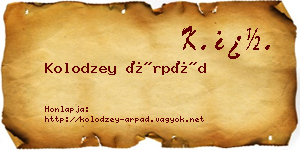 Kolodzey Árpád névjegykártya